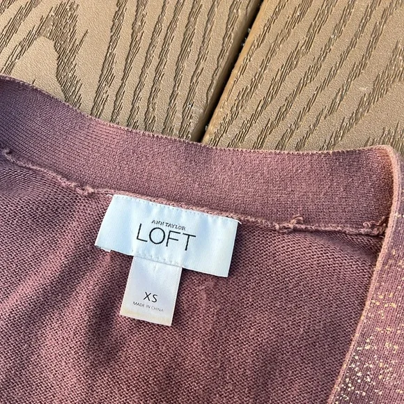 LOFT Brown/gold flecks Knit Cardigan Sweater S XS - Picture 5 of 9
